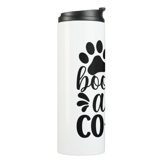 Minimalist Paw Print & Book Graphic Quote Thermosbeker (Gedraaid links)