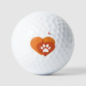 Minimalist Paw Print Heart Golf Balls | Pet Lover  Golfballen (Voorkant)