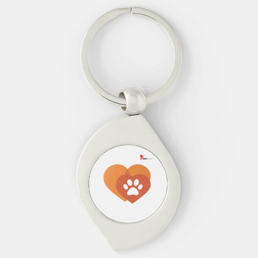 Minimalist Paw Print Heart Modern Pet Lover Keycha Sleutelhanger (Voorkant)