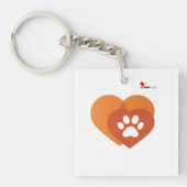 Minimalist Paw Print Heart  | Modern  Sleutelhanger (voorkant)