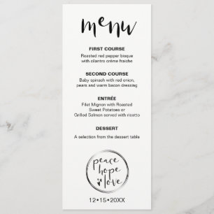 MINIMALIST, Peace, Hope, Love, Holiday Menu