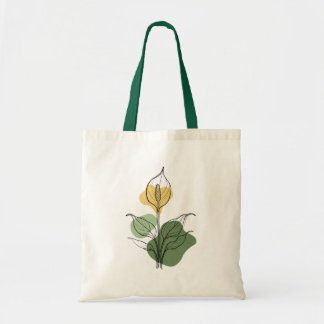 Minimalist Peace Lily Line Art Tote Tote Bag