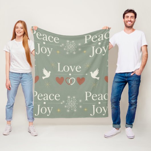 Minimalist Peace Love Joy Scandinavian Holiday Fleece Deken (In situ)