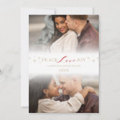 Minimalist Peace Love Joy Snowflakes 2 Photos Feestdagenkaart (Voorkant)