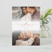 Minimalist Peace Love Joy Snowflakes 2 Photos Feestdagenkaart (Staand voorkant)