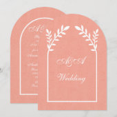 Minimalist Peach and White Arch Wedding Kaart (Voorkant / Achterkant)