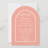 Minimalist Peach and White Arch Wedding Kaart (Achterkant)