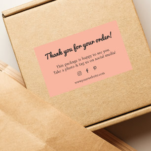 Minimalist Peach Black Bedankt Shop Rechthoekige Sticker