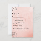 Minimalist Peach Botanical Wedding RSVP (Voorkant)