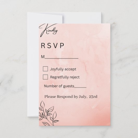 Minimalist Peach Botanical Wedding RSVP (Voorkant)