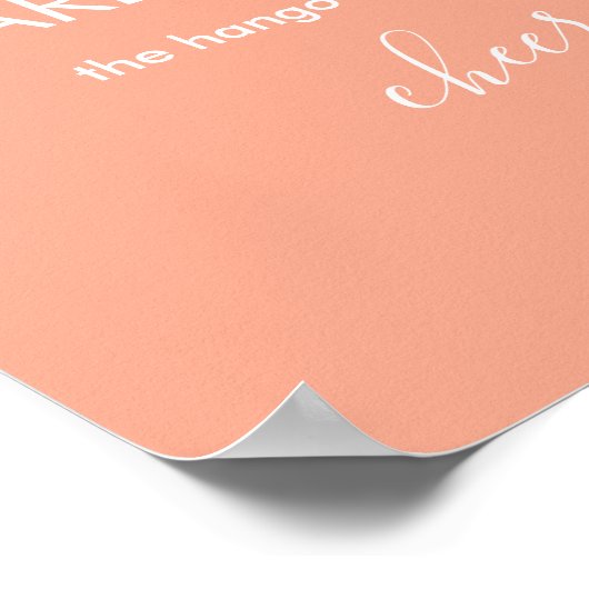 Minimalist Peach Funny Wedding Open Bar Poster (Hoek)