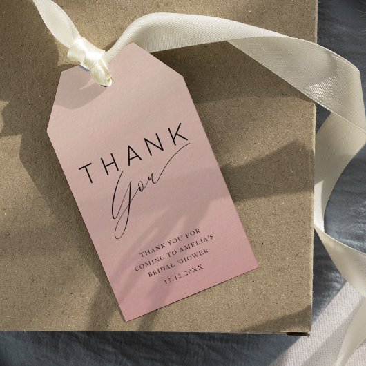 Minimalist Peach & Pink Thank You Bridal Shower Cadeaulabel