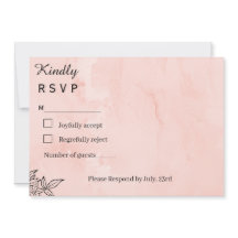 Minimalist Peach Watercolor Botanical Wedding RSVP