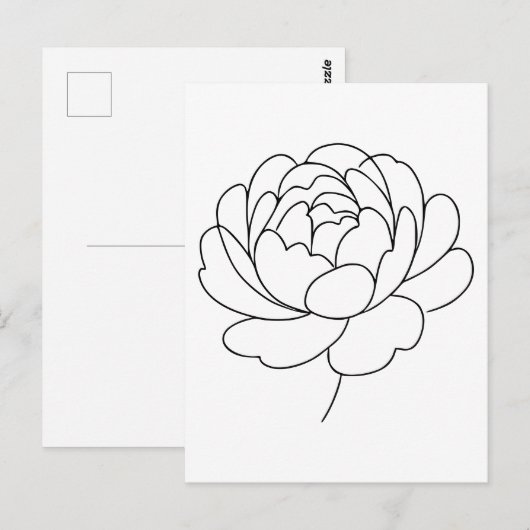 Minimalist Peony Bloom Line Art  Briefkaart (Voorkant / Achterkant)