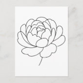 Minimalist Peony Bloom Line Art Briefkaart (Voorkant)