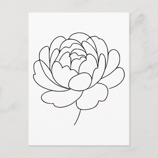 Minimalist Peony Bloom Line Art Briefkaart (Voorkant)
