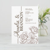 Minimalist Peony Wedding Invitation Luxury Kaart (Staand voorkant)