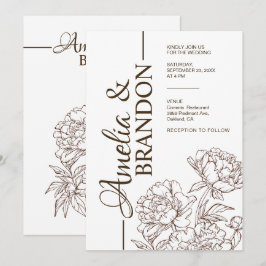 Minimalist Peony Wedding Invitation Luxury Kaart