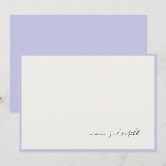 Minimalist Periwinkle Border Personalized Script Notitiekaartje (Voorkant / Achterkant)