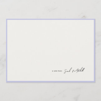 Minimalist Periwinkle Border Personalized Script Notitiekaartje