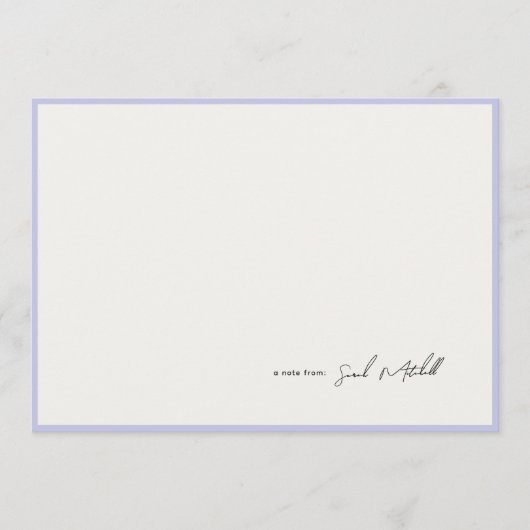 Minimalist Periwinkle Border Personalized Script Notitiekaartje (Voorkant)