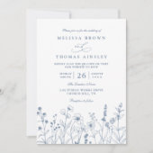 Minimalist Periwinkle Wildflowers QR Code Wedding Kaart (Voorkant)