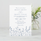 Minimalist Periwinkle Wildflowers QR Code Wedding Kaart (Staand voorkant)