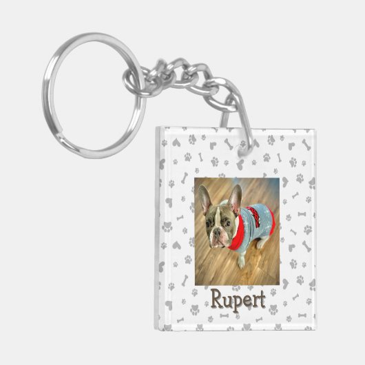Minimalist Personalized Dog Lover Photo Keychain (Voorkant Links)