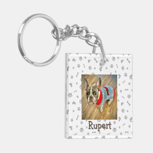 Minimalist Personalized Dog Lover Photo Keychain (Voorkant Links)