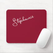 Minimalist Personalized Script Name Red Burgundy Muismat (Met muis)
