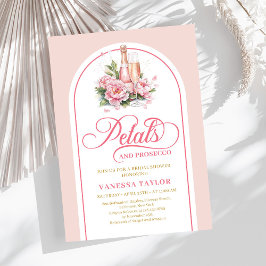 Minimalist petals and prosecco invite boho arch kaart