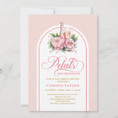 Minimalist petals and prosecco watercolor invite kaart (Voorkant)