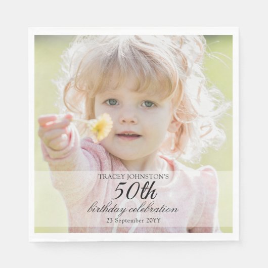 Minimalist Photo 50th Birthday Servet (Voorkant)