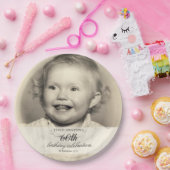 Minimalist Photo 60th Birthday Papieren Bordje (Feest)