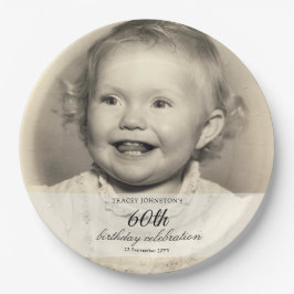 Minimalist Photo 60th Birthday Papieren Bordje