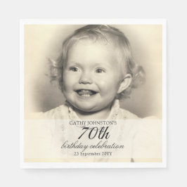 Minimalist Photo 70th Birthday Servet