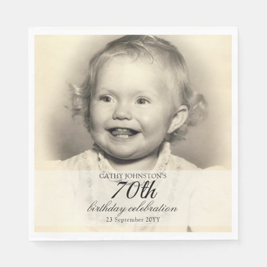Minimalist Photo 70th Birthday Servet (Voorkant)