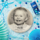 Minimalist Photo 90th Birthday Papieren Bordje (Feest)