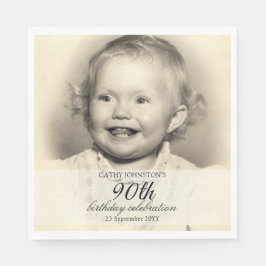 Minimalist Photo 90th Birthday Servet