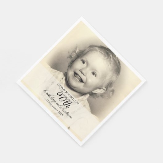 Minimalist Photo 90th Birthday Servet (Hoek)