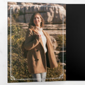 Minimalist Photo Black and White QR Code Wedding Drieluik Uitnodiging (Binnenzijde eerst)