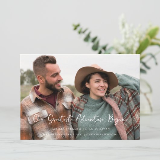  Minimalist Photo Card Modern Calligraphy Wedding Save The Date (Staand voorkant)