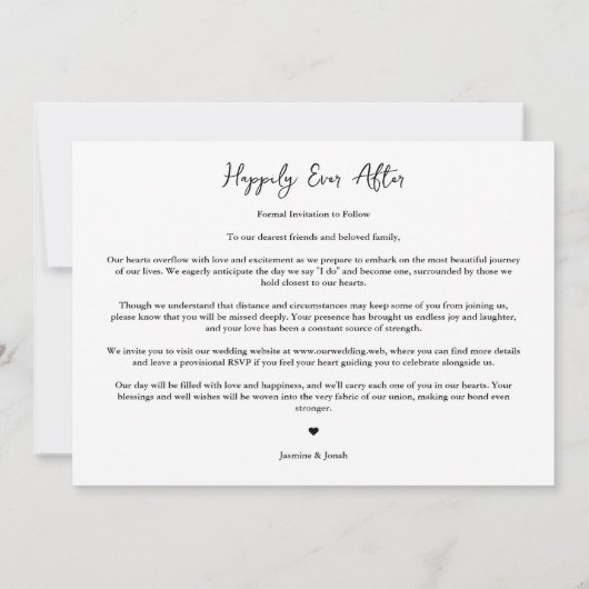  Minimalist Photo Card Modern Calligraphy Wedding Save The Date (Achterkant)