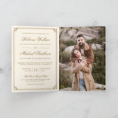 Minimalist Photo Cream Gold QR Code Wedding (Binnen)
