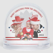 Minimalist Photo Family Holiday Keepsake Sneeuwbol (Achterkant)