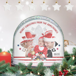 Minimalist Photo Family Holiday Keepsake Sneeuwbol