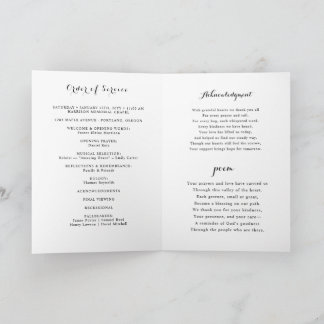 Minimalist Photo Funeral Order of Service Folded Programma