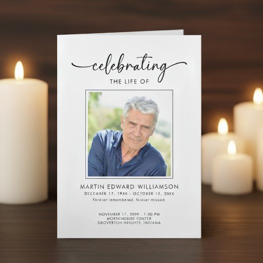 Minimalist Photo Funeral Order of Service Obituary Programma