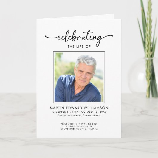 Minimalist Photo Funeral Order of Service Obituary Programma (Voorkant)