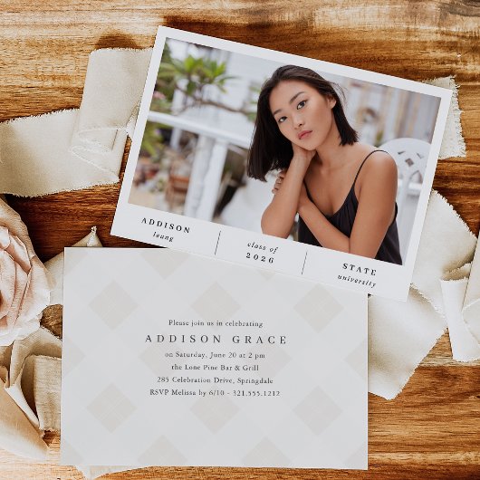 Minimalist Photo Graduation Announcement & Invite Kaart